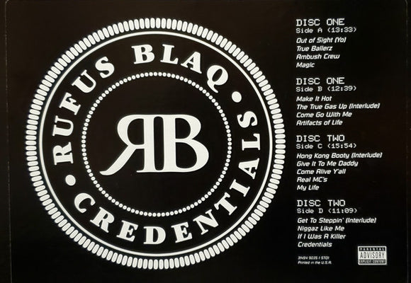 Rufus Blaq- credentials, LP Vinyl, 1998 Perspective Records 9035 1 ST01,